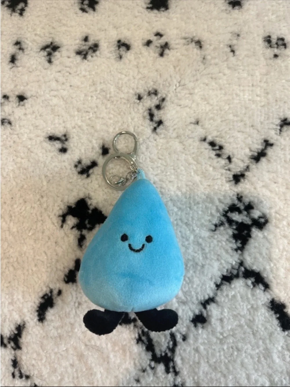 Blue Smiling Water Drop Plush Keychain